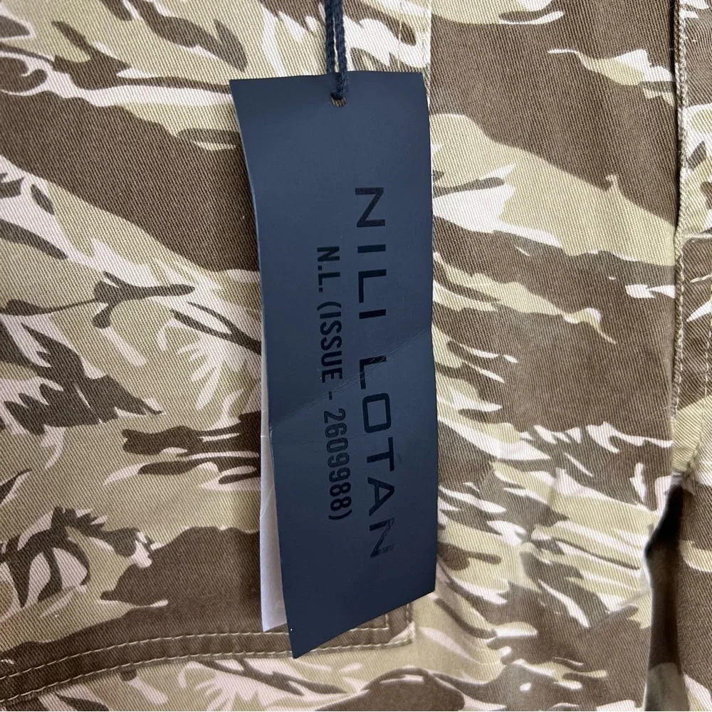 NILI LOTAN NWT Khaki Tiger Camo Cropped French Military Pants